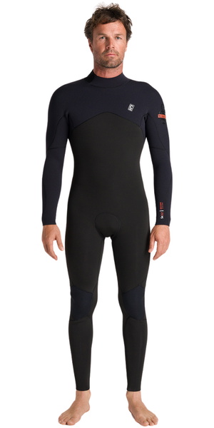 2026 C-Skins Mens NuWave Session 3/2mm Back Zip Wetsuit C-NSE32MBZ - Black / Black X / Warm Red